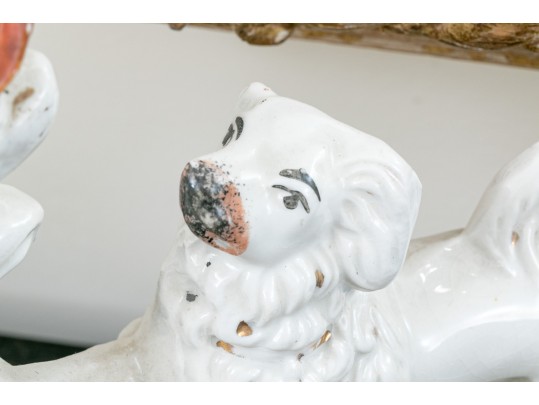 English Victorian Staffordshire Style Poodle Spill Vase