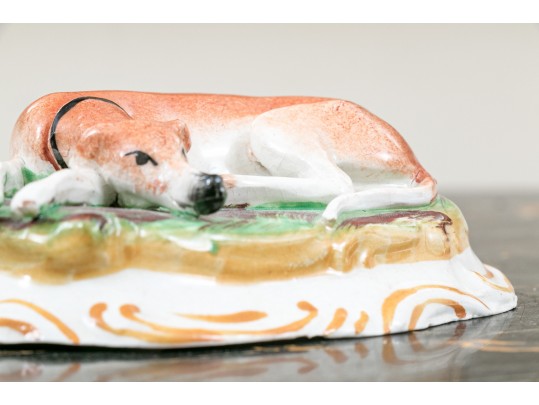 Adorable Antique English Staffordshire Whippet Dog Figurine