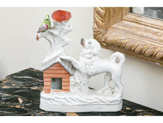 English Victorian Staffordshire Style Poodle Spill Vase