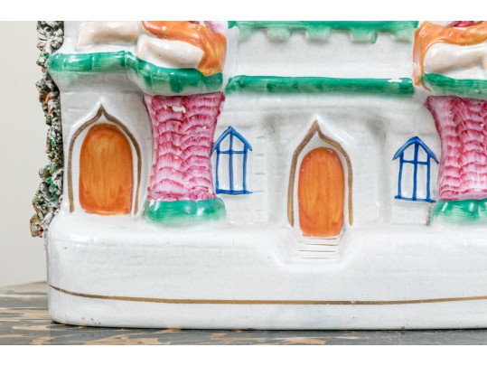 Two Antique - Staffordshire - Castle - Pocket Watch Holders