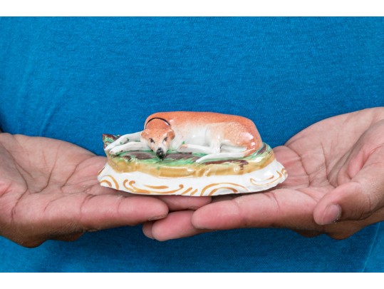 Adorable Antique English Staffordshire Whippet Dog Figurine