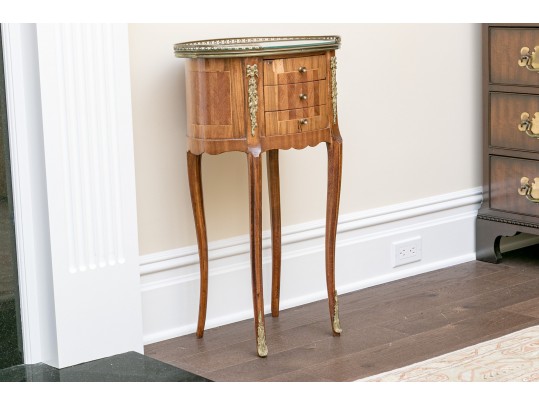 Vintage Brass Mounted Oval French Style Stand