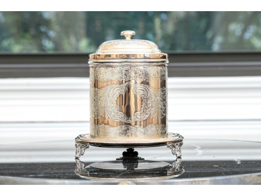 Antique English Silver Plated Biscuit Jar