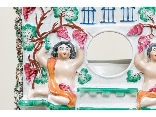 Two Antique - Staffordshire - Castle - Pocket Watch Holders