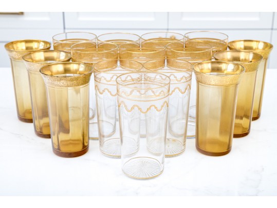 Collection Of 20th Century Semi Antique Gilt Banded Tumblers