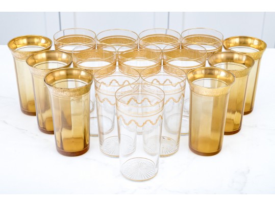 Collection Of 20th Century Semi Antique Gilt Banded Tumblers
