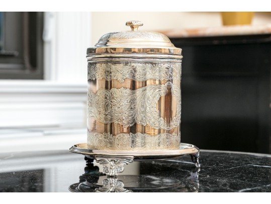 Antique English Silver Plated Biscuit Jar