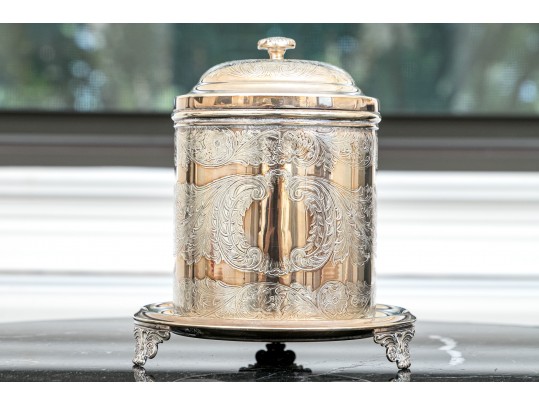 Antique English Silver Plated Biscuit Jar