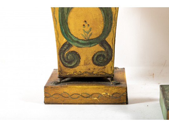 Garniture Trio Of Antique French Tole Metal Vases