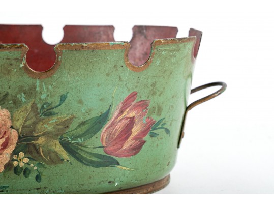 Tole Metal Oval Vessel