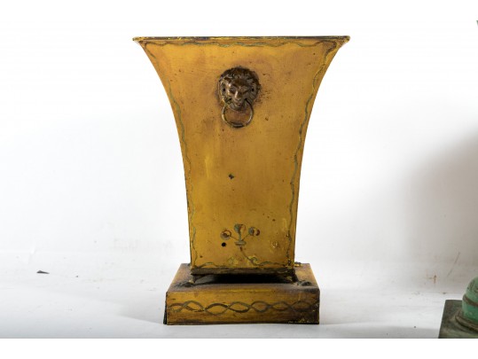 Garniture Trio Of Antique French Tole Metal Vases