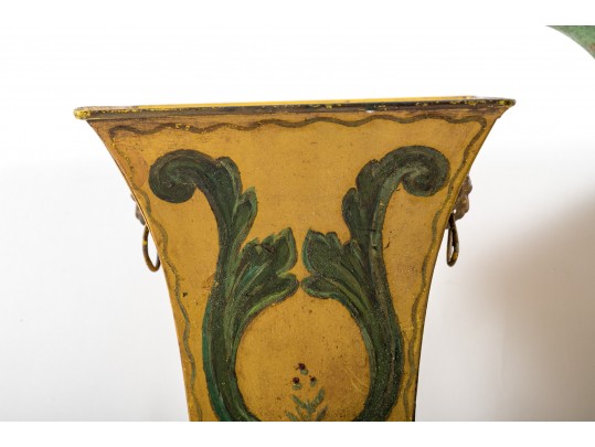 Garniture Trio Of Antique French Tole Metal Vases