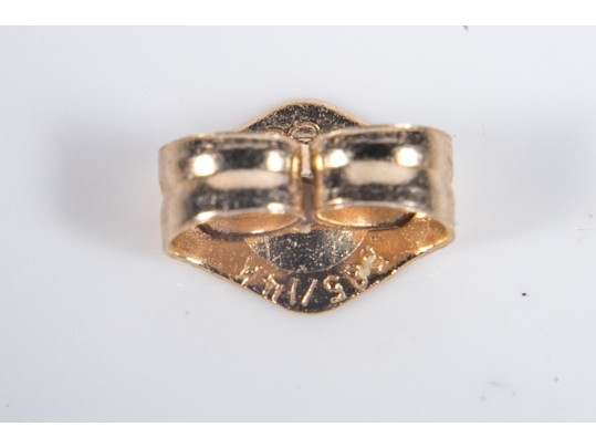 14k Yellow Gold Cultured Pearl And Diamond Stud Earrings