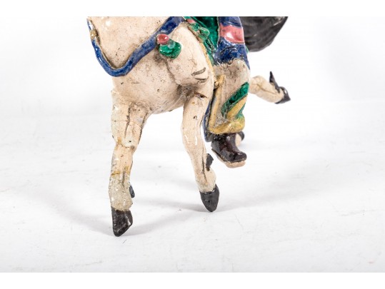Chinese Ceramic Wall Sculpture Of A Horseback Warrior (No Transport)