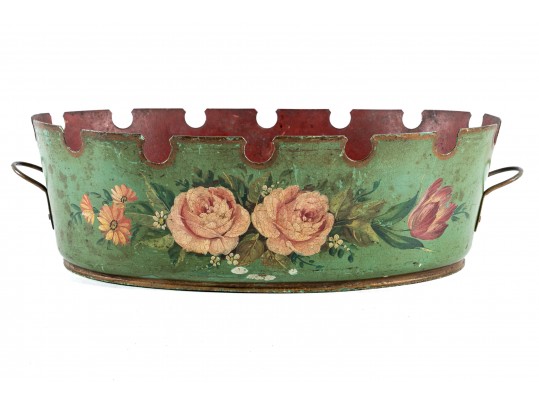 Tole Metal Oval Vessel