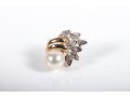 14k Yellow Gold Cultured Pearl And Diamond Stud Earrings
