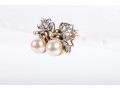 14k Yellow Gold Cultured Pearl And Diamond Stud Earrings