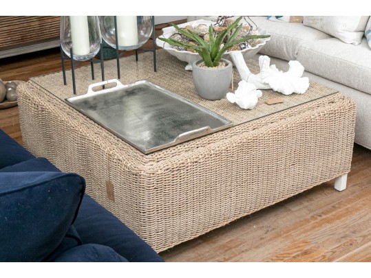 Caracole Cocktail Ottoman With Glass Top Retail $899.00