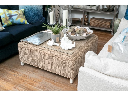 Caracole Cocktail Ottoman With Glass Top Retail $899.00