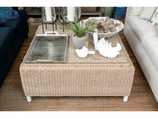 Caracole Cocktail Ottoman With Glass Top Retail $899.00