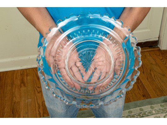 Antique English Cut Crystal Bowl With Faux Fruit