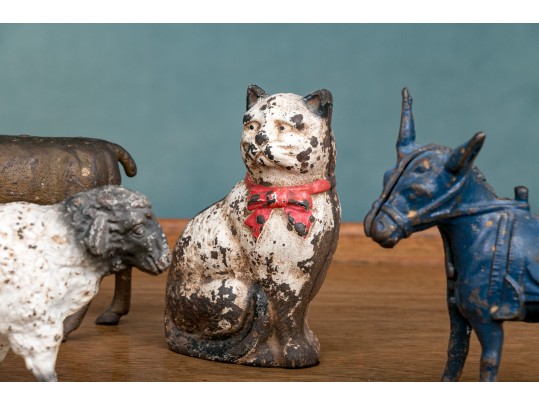 Four Antique Cast Iron Animal Still Banks