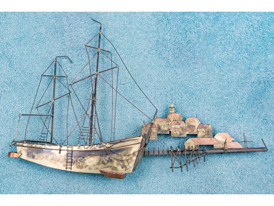 Curtis Jeré Mid Century Brass And Copper Wall Sculpture.