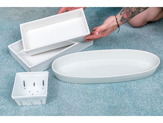 Four White Ceramic Kitchen Serving Pieces