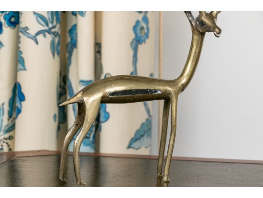 Pair Of Antique Tribal Brass Caribou