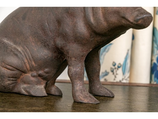 Antique Cast Iron Pig Figural Still Bank