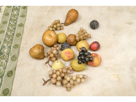 Antique English Cut Crystal Bowl With Faux Fruit