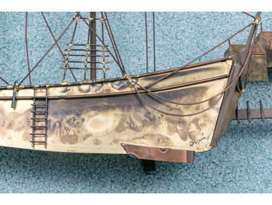 Curtis Jeré Mid Century Brass And Copper Wall Sculpture.