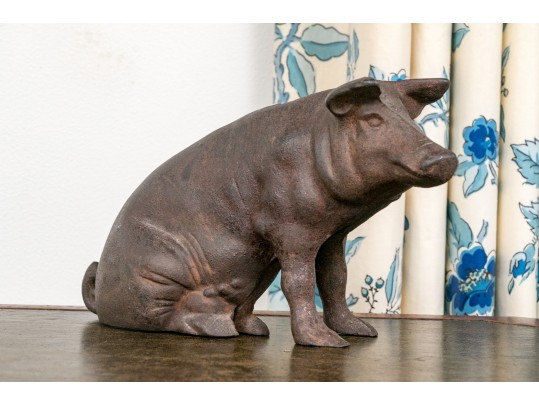 Antique Cast Iron Pig Figural Still Bank