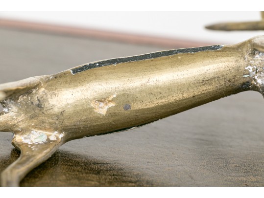 Pair Of Antique Tribal Brass Caribou