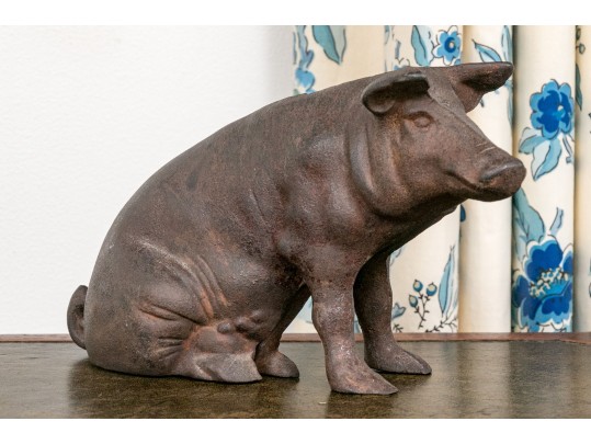 Antique Cast Iron Pig Figural Still Bank