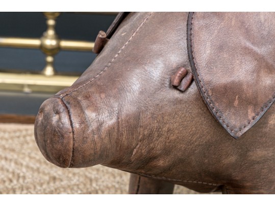 A 20th Century Vintage Leather Pig Footrest