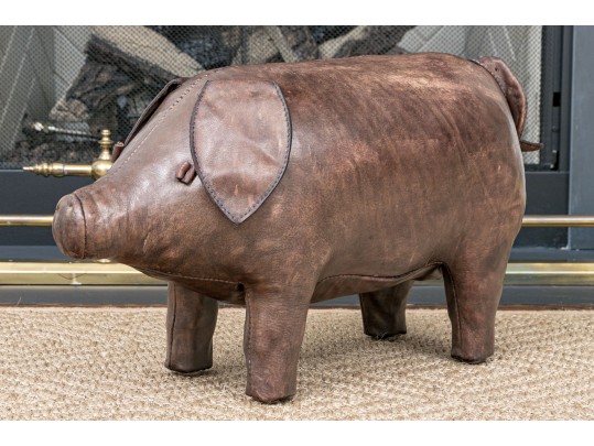 A 20th Century Vintage Leather Pig Footrest