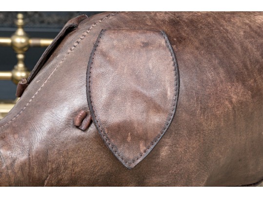 A 20th Century Vintage Leather Pig Footrest