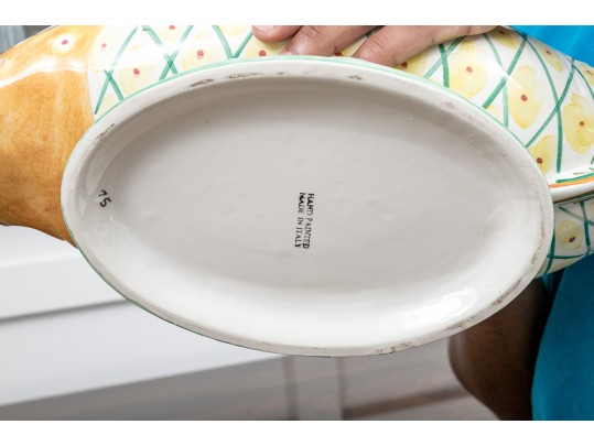 A Contemporary Hand Painted Ceramic Italian Lidded Fish Tureen