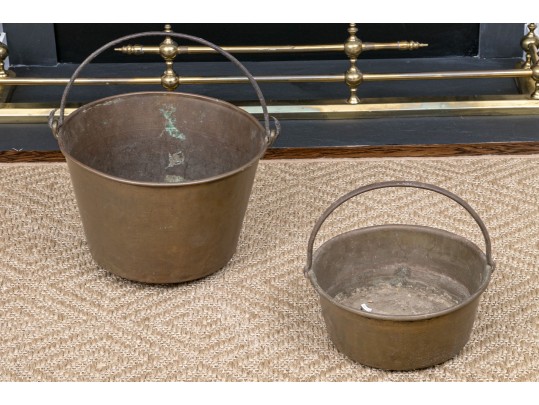 Two 19th Century American Brass Cooking Pots