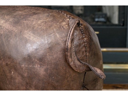 A 20th Century Vintage Leather Pig Footrest