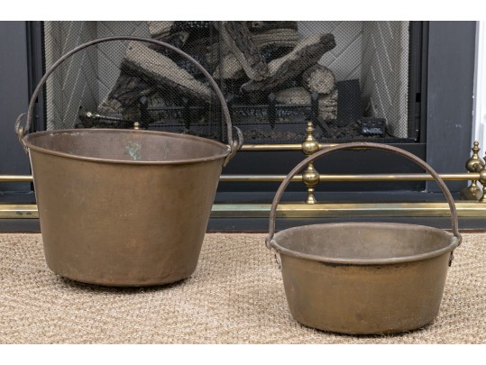 Two 19th Century American Brass Cooking Pots
