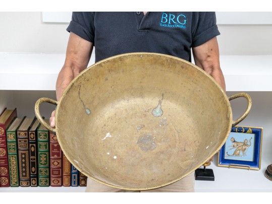 Antique Continental Solid Brass Cooking Pan