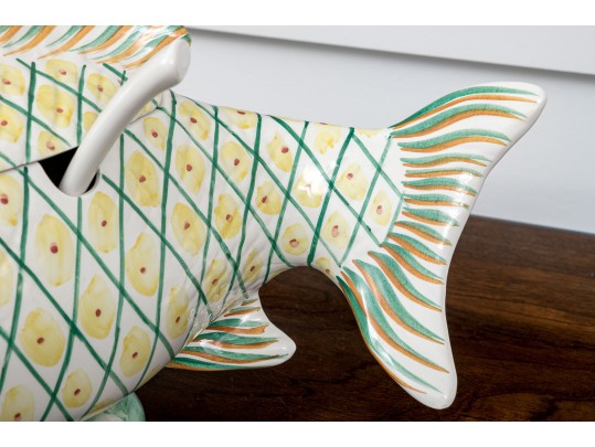 A Contemporary Hand Painted Ceramic Italian Lidded Fish Tureen