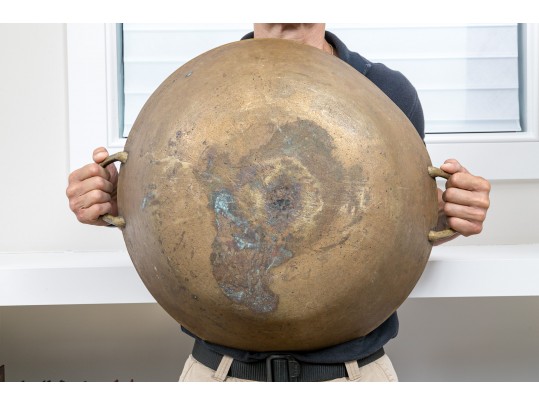 Antique Continental Solid Brass Cooking Pan