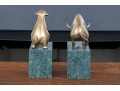 Pair Of Wall Street Bull And Bear Figural Bookends
