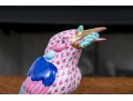 Two Herend Porcelain Pink And Blue Fishnet Glazed Birds