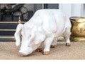 A Family Of Three French White Glazed Terracotta Pigs