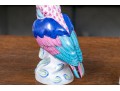 Two Herend Porcelain Pink And Blue Fishnet Glazed Birds