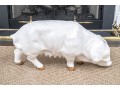 A Family Of Three French White Glazed Terracotta Pigs